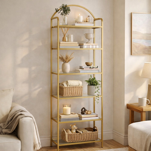 Bookcase tier glass shelves - bookcase,