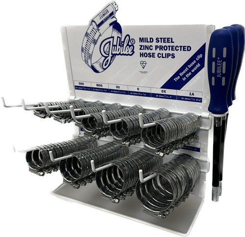 Hose clips with dispenser rack - with,