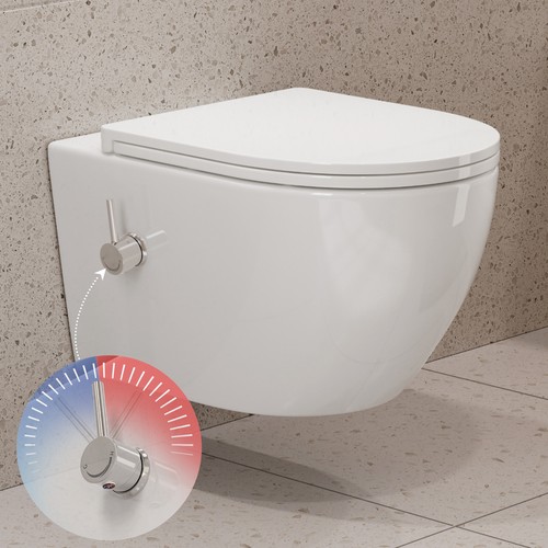 Wall hung shower toilet - wall,